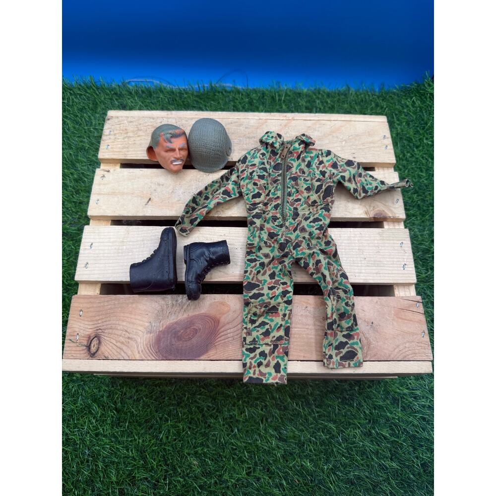 Vintage 1966 Ideal Captain Action Sgt Fury Camo Jumpsuit Outfit & Parts Lot